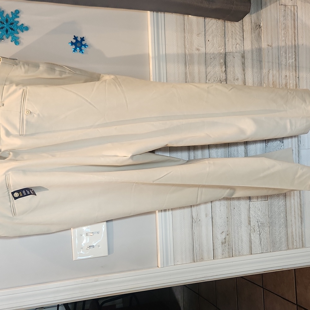 NWT Stafford Travel Suit Separate Big & Tall Fit Men's Cream Dress Pants 56 X 32 - Picture 5 of 10